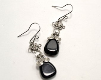 Black Onyx Drops Earrings