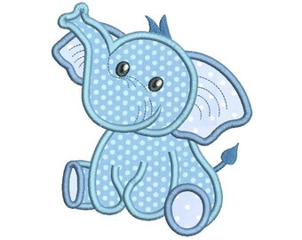 Baby Girl Elephant Machine Embroidery Applique Design Jungle