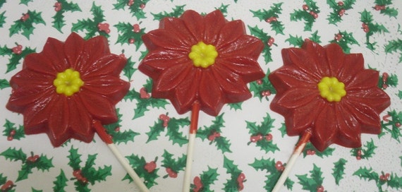Set of 3 Large Poinsettia Lollipops
