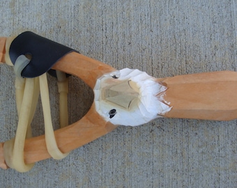 Wooden 3D Hand Carved Eagle Head Sling shot real wood