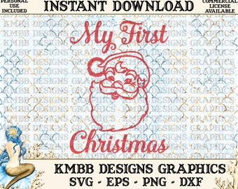 Sale! Instant Download - Personal Use - Christmas Santa My First Christmas Svg Png Dxf Eps - cut svg files, Shirt Cup Mug Designs Wall Art
