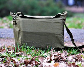 Vintage Military Bag - Canvas Messenger Bag - Fishing Bag - Camping Bag - Crossbody Bag - Army Bag - Canvas Bag - Shoulder Bag