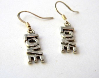 Love Earrings Silver Color Word Love Earrings Dangle Earrings Love Earrings Silver Color Word Love Earrings Dangle Earrings