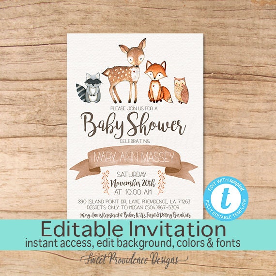 Woodland Animal Baby Shower Invitations 5