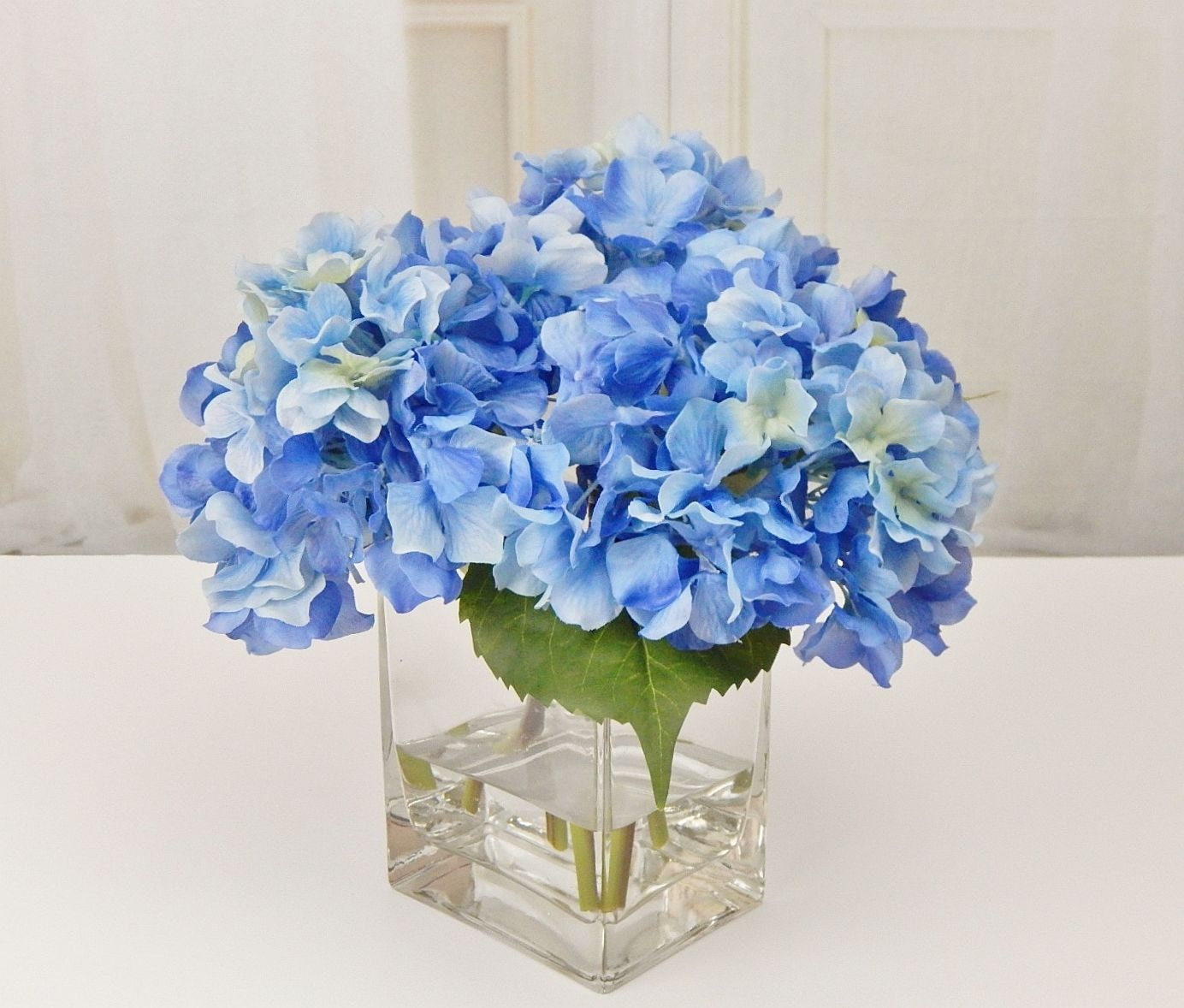 Blue silk hydrangea faux/acrylic/illusion water Real