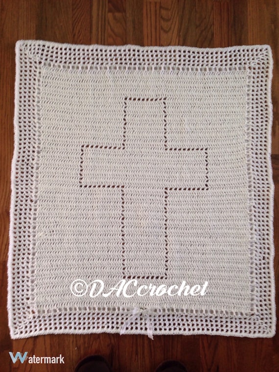 Crochet PATTERN Cross Baby Blanket Christening Baptism