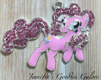 46*29MM, My Little Pony Inspired Rhinestone Pendant, Pinkie Pie, MLP Pendant, Chunky Necklace, Pony Pendant, My Little Pony Necklace