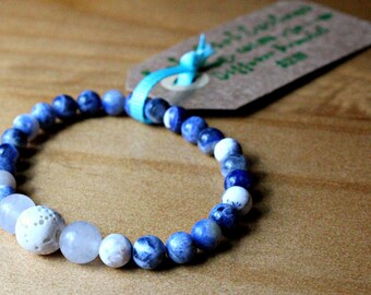 Sodalite & Lava Bead Essential Oil Diffuser Bracelet