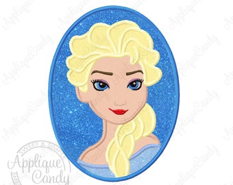 Frozen Snow Queen Cameo Applique Machine Embroidery Design Digital File 4x4 5x7 6x10 Elsa Bust INSTANT DOWNLOAD