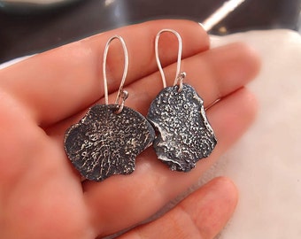 Oxidized Silver Dangle Earring, Silversmith Jewelry, One of A Kind