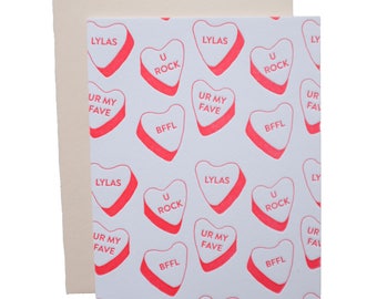 Letterpress Galentines Day Card | Galentines Card, Letterpress Valentines Card, Letterpress Heart Card, Valentine Friend Card