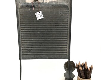Galvanized Metal Washboard - Vintage All Metal Washboard - Laundry Room Decor - Repurpose Washboard - Wall Hanging - Magnet Board
