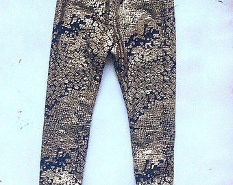Sparkle Leggings - Gold leggings - Metallic Print Leggings - Baby leggings - ALL SIZES