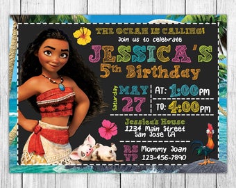 Moana Invitation, Moana Birthday Invitation, Moana Birthday Party, Moana Thank You Card, Personalized, Digital File
