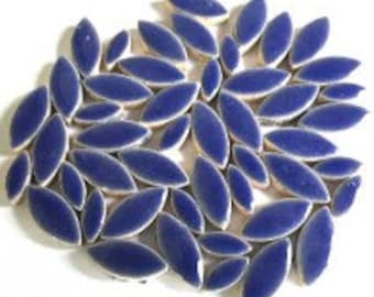 Delphinium Blue Glazed Ceramic Petal Leaves Mix (35-40)//Mosaic Supplies//Mosaic Pieces//Crafts//Mosaic Tiles