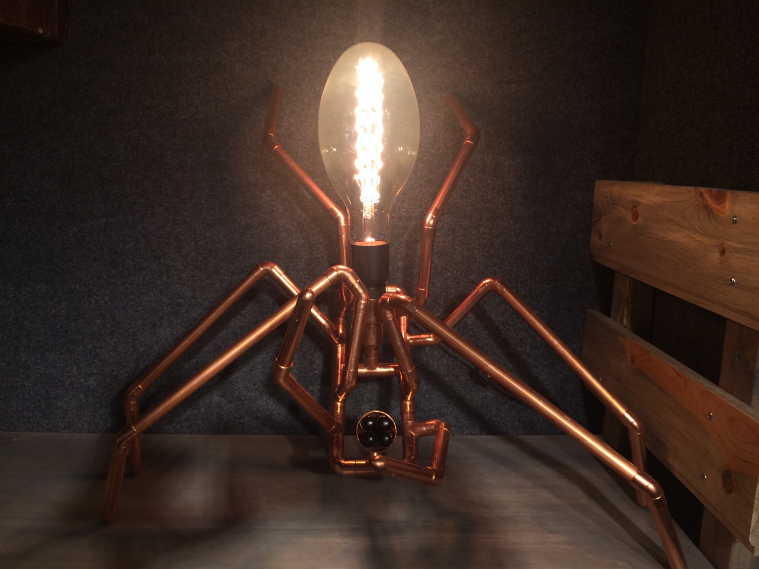 Large copper spider lamp