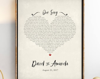 Custom Song Lyrics - Wedding Song Lyric Art - Personalized Song Lyrics - Custom Print - First Anniversary Gift - Gift Idea