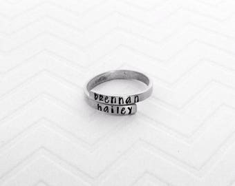 Name Rings - Personalized Rings - Mother's Day Gift Ideas - Brushed Silver Rings - Personalized - Hand Stamped Jewelry - Unique Rings