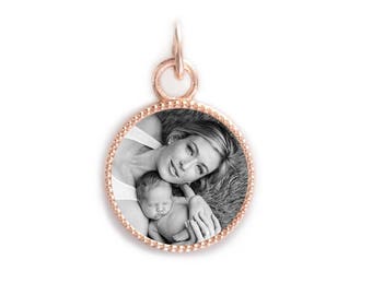 Rose Gold Round Custom Photo Charm