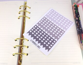 Mini grey heart checklist stickers; Ombre Stickers; Filofaxing; Erin Condren; Cute Stickers; Kawaii Stickers; Colour Coding; Planner Sticker