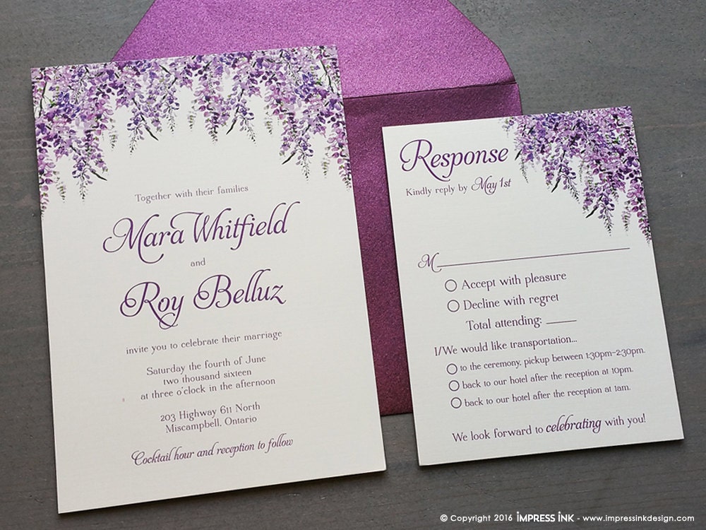 lavender wisteria wedding invitation sample flat or pocket samples of wedding invitations