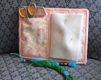 Rose Trellis Needle Book, Needle Case, Hand Sewing Organizer