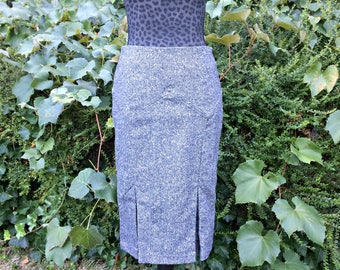 Gray Tweed Pencil Skirt / Gray Office Skirt / Gray Wool Pencil Skirt / High Waist Business Secretary Skirt / Form Fitted Tweed Skirt- Size 4