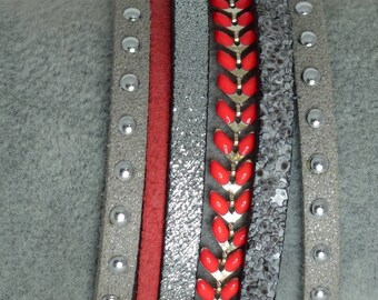 suede and leather Cuff Bracelet