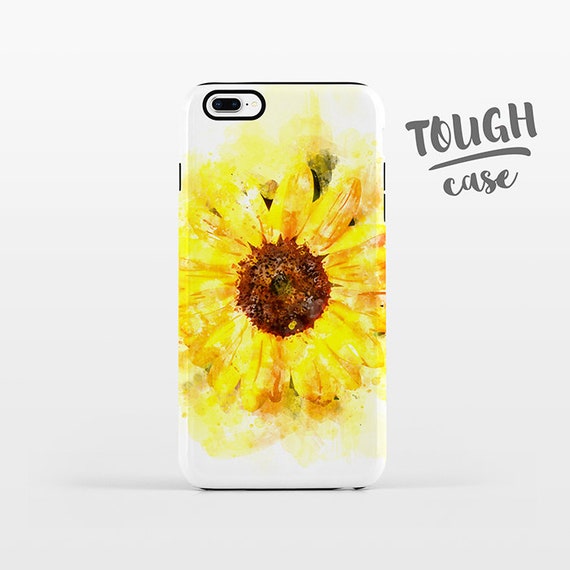 Watercolor Sunflower Phone Case iPhone X Case iPhone 8 Plus Case iPhone 7 Plus Case iPhone 6 Case iPhone 6S Case 5s 5c 5 4 Floral TOUGH