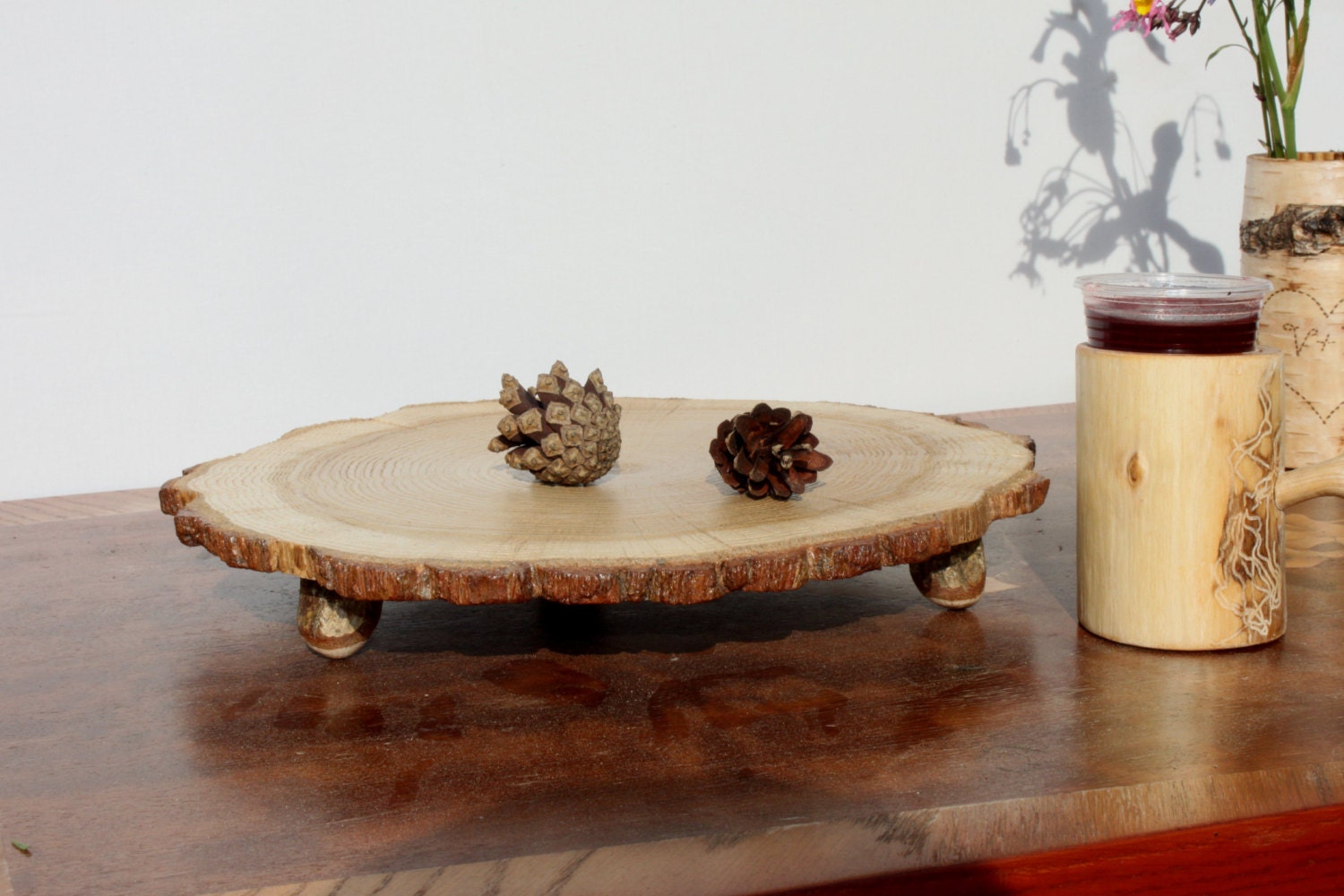 Rustic Cake Stand Cupcake Wooden Sushi Plate Log Rustic Cake Stand Cupcake Wooden Sushi Plate Log