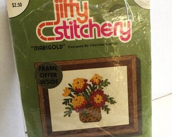 Jiffy Stitchery by Sunset Designs crewel embroider kit - Marigolds