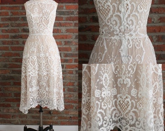 Lace Tea Length Prom Dress,Short Party Dress,Elegant Women Dress Lace,Simple Lace Dress A line,Boutique White Evening Dress