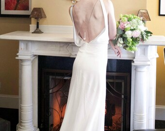 Backless Silk Wedding Dress, 1930, 1920, Art Deco, Vintage Inspired, CHANDELIER, Silk Bias Crepe FREE SHIPPING!