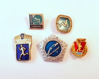 USSR vintage Pin set Sport badges Rare collectibles pin badge Collectible sport Retro sport Sports fan gift