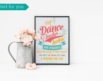 Dance Teacher Gift Printable Digital Print Dance Instructor