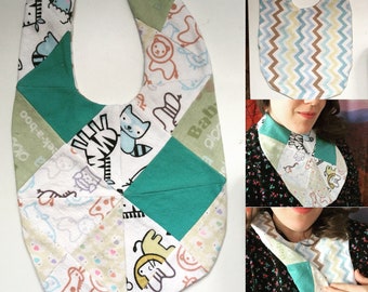 Quilted flannel reversible baby bib