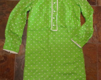 LIME GREEN POLKADOT shift dress Peter Pan collar beeline xs (B2)