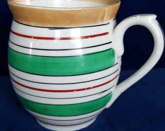 Czech striped lusterware pitcher
