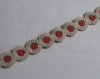 2 Yards Red and White Trim, for sewing craft trim decorative ribbon dresses gift wrapping home decor kids craft wedding