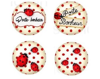 16mm, 4 cabochon ladybirds
