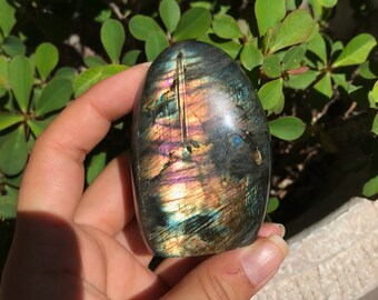 Pink Flash Labradorite Freeform Crystal Tower High Quality