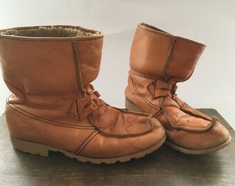 Leather boots Made in Finland Sami leather boots Camel brown genuine leather Lappish boots Scandinavian men boots