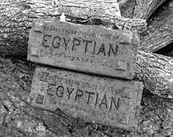 Egyptian Paver Brick, pair...Murphysboro, Illinois, Cobblestone...Faded Prairie Book End...Rustic French Country...Industrial Door Stop...