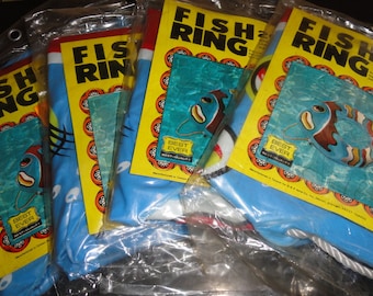 Set Of 4 Retro Best Ever Best Quality 20" X 29" Super Laminated Vinyl Fish Ring Water Toy Still In The Original Packaging