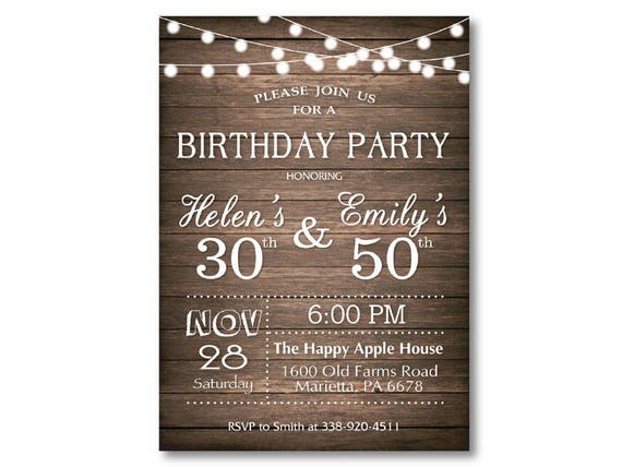 Adult Joint Birthday Invitation. Joint Birthday Party