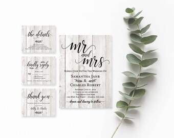 Modern Rustic Wedding Invitation- Rustic Wedding Invitation Template- Country Invitation Printable- Barn Wedding Invitation- Rustic Invites