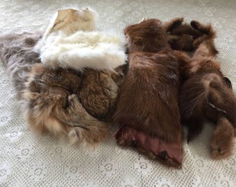 Assortment of Fur Pieces / Remnants / Rabbit Fur / Mink Fur