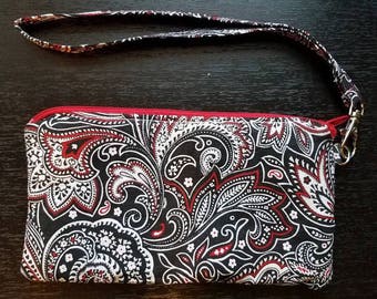 Paisley Zipper Pouch Wristlet