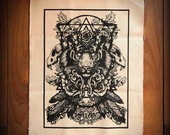 Large Canvas Back Patch, Big Tiger Punk Patch, Sew on!