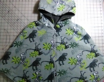 Poncho, car seat poncho, double fleece, zippered, snaps